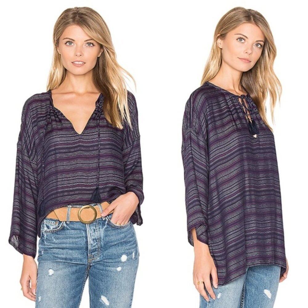 Soft Joie Chahna Navy Blue Striped Top Casual Trendy Boho XS